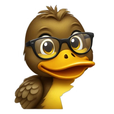 Duck with glasses Reading a book sticker