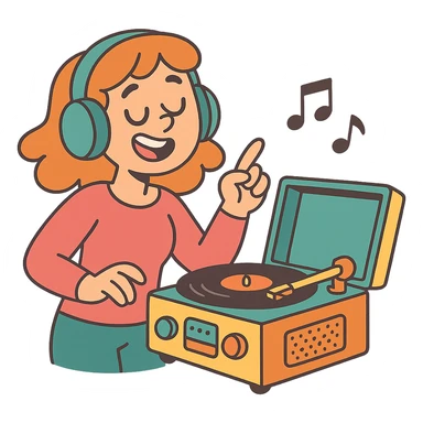 vintage record player with a retro color palette sticker