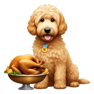 Golden Doodle with a Turkey sticker