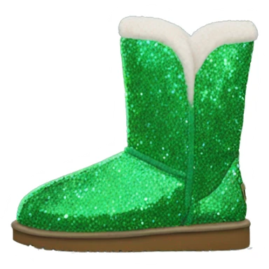 Realistic green Sparkle glitter and fur Ugg boots. sticker