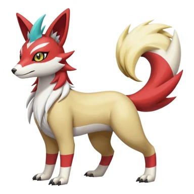 WereGarurumon-Linoone-Meloetta-Renamon-Zangoose-fusion-hybrid-creature (full body) sticker