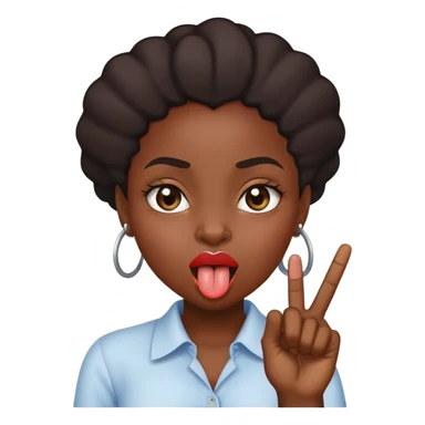 Black girl sticking out her tongue with the middle finger sticker