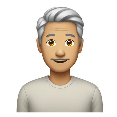 man 60 years old asian, gry hair no mustache sticker