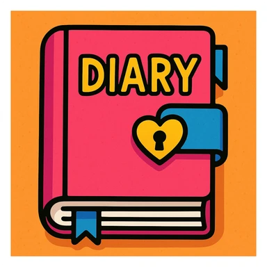 a diary, vibrant toon style, bold lines and bright colors sticker