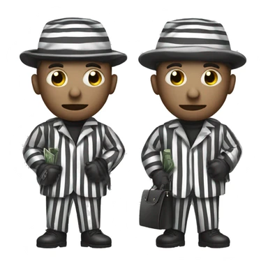Robber with a bag of money in a striped suit ￼ sticker