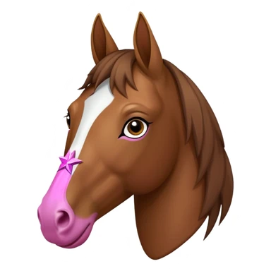 Bay horse with star on face with pinky nose  sticker