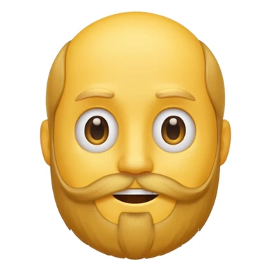 A yellow smiley emoji with a beard on top of his head sticker