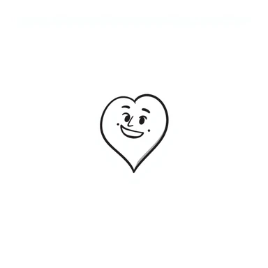 hand-drawn doodle of a heart with a smiling face sticker