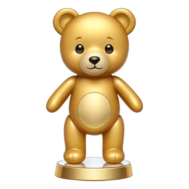 Golden teddy bear on tall glass award sticker