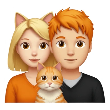 A blonde girl, a ginger cat, and a guy with black hair. sticker