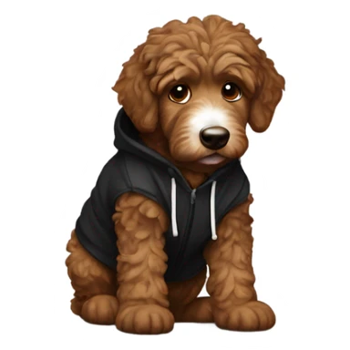 Brown Aussie doodle in a black hoodie sticker