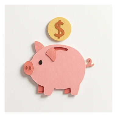 paper craft style piggy bank with a coin sticker