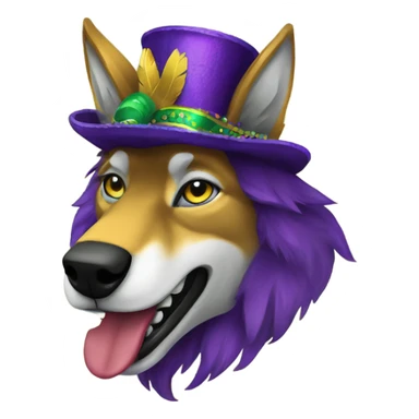 Mardi Gras wolf sticker