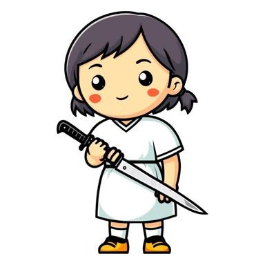 A blind girl holding a knife ￼ sticker