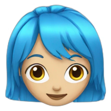 blue hair girl peace sign sticker