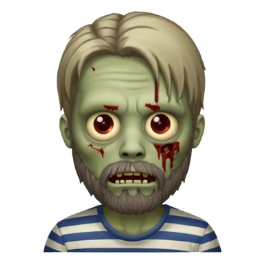 zombie in stripe  men long hair & bearded sticker