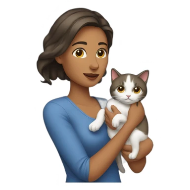 A woman holding a cat sticker