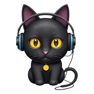 Black cat with Earphone sticker