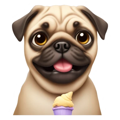 Pug eating ice cream sticker