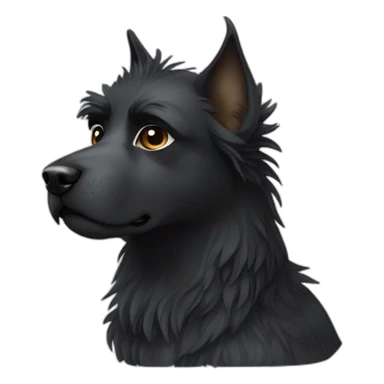 black griffon dog with really not much white hairs only under mouth and on eyebrows sticker