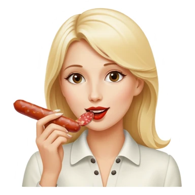 Elegant blonde woman eating saucisson sticker