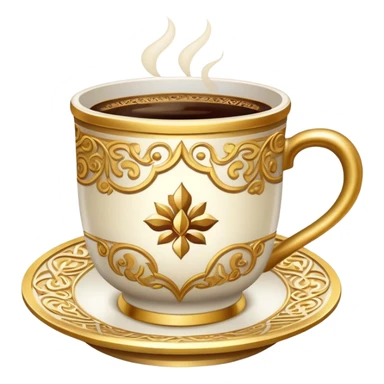 a cup of Saudi coffee, ornate cup sticker