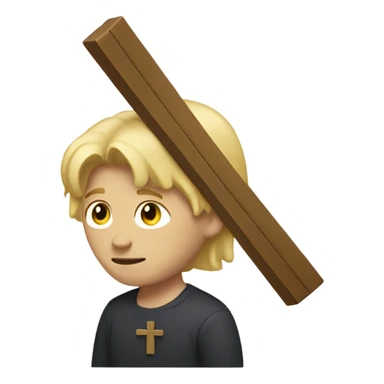 White man with blonde haire carrying a Cross sticker