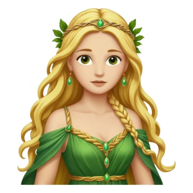 Ceres, Harvest Goddess from Rome Mythology with long golden blonde hair, green and yellow outfit, sticker