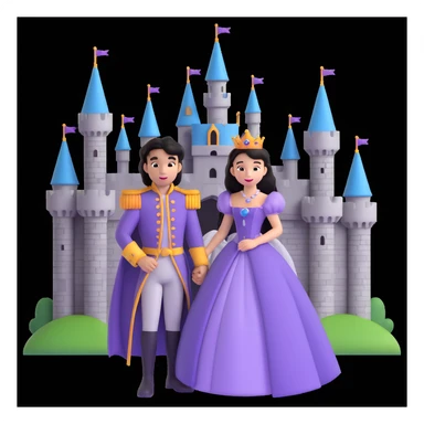 prince and princess disny dress close up photo in castle sticker