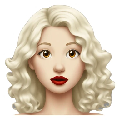 platinum blonde pale young woman with red lips, air kiss sticker