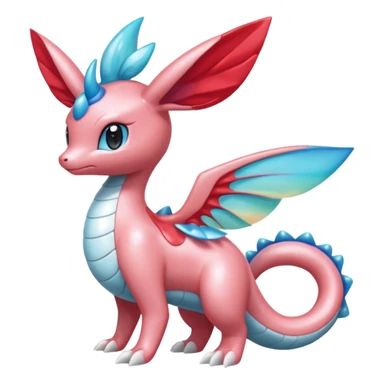 Hydro-elemental Bubbly Shiny Scaley Iridescent Cute Salamence-Milotic-Sylveon-Fakémon-fusion (full body) sticker