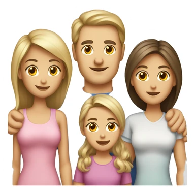 Caucasian family of four with man woman and two girls sticker
