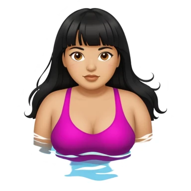 Latina female with bangs black long hair plus size swimming  sticker