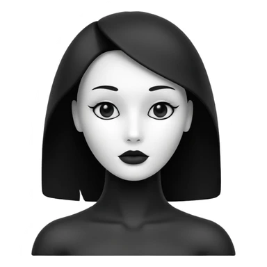 Matte black mannequin in the style of a default avatar. Monochrome with no lines. Minimalistic flat vector icon, iOS style, thin black contour on white. Completely black eyes are not just pupils sticker