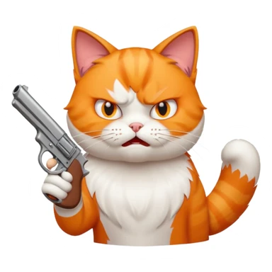 Cat with gun that's very angery sticker