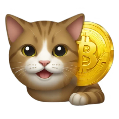 cat holding bitcoin sticker
