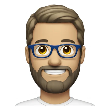 white man with short, dark beard and blue glasses, smiling sticker