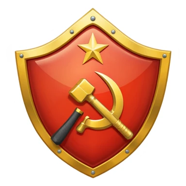 a shiny shield with the USSR flag inside sticker