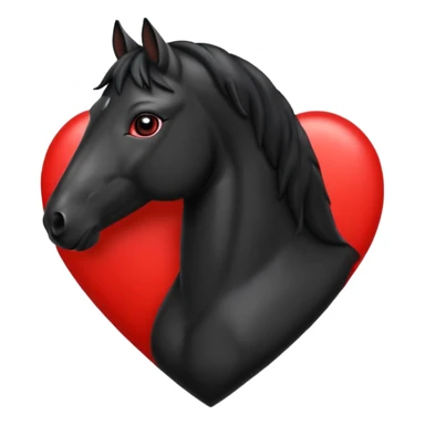 Black Horse centered within a red heart emoji sticker