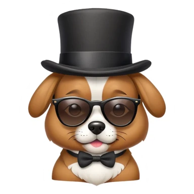 make a dog with a top hat and sunglasses  sticker