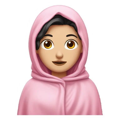 white girl with black hair covered by bink blanket sticker