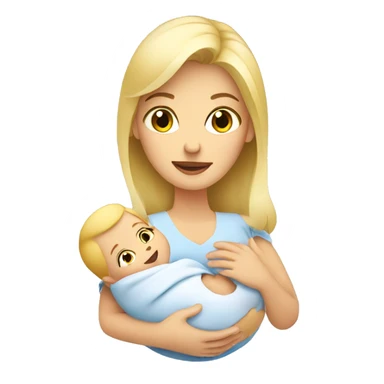 blonde european woman holding newborn sticker