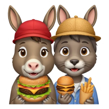 shit donkey cat eating hamburgers sticker