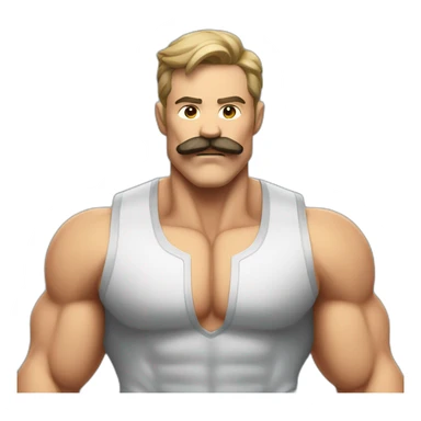 Super muscle man with moustach sticker