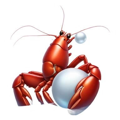 Lobster holding a shiny round pearl sticker