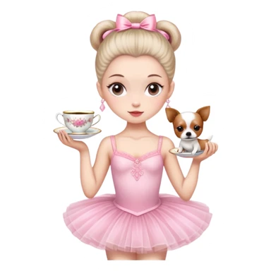 Una bailarina con ropa rosada y con tutu y con cabeza de raza de té sticker