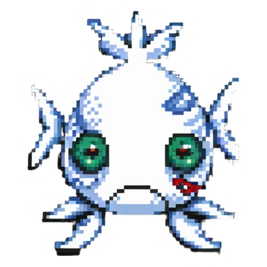 cartoon fish head with crossed-out X eyes and a bone sticking out, no body sticker