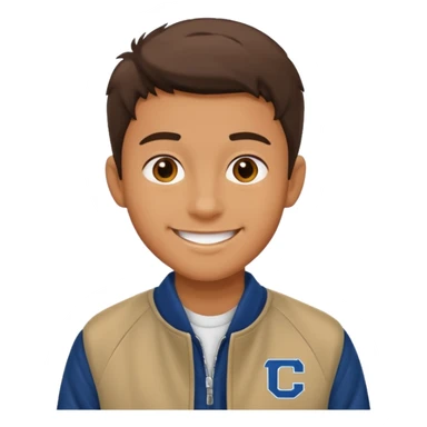 college boy with college jacket sticker
