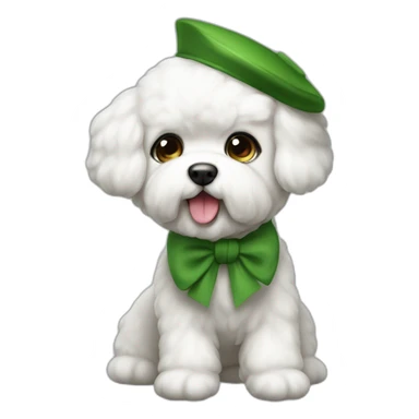 Bichon maltés with a green barret sticker