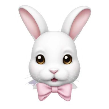 white bunny with a light pink bow sticker